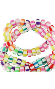 Polymer beads rondelle 7mm - Multicolour stripes